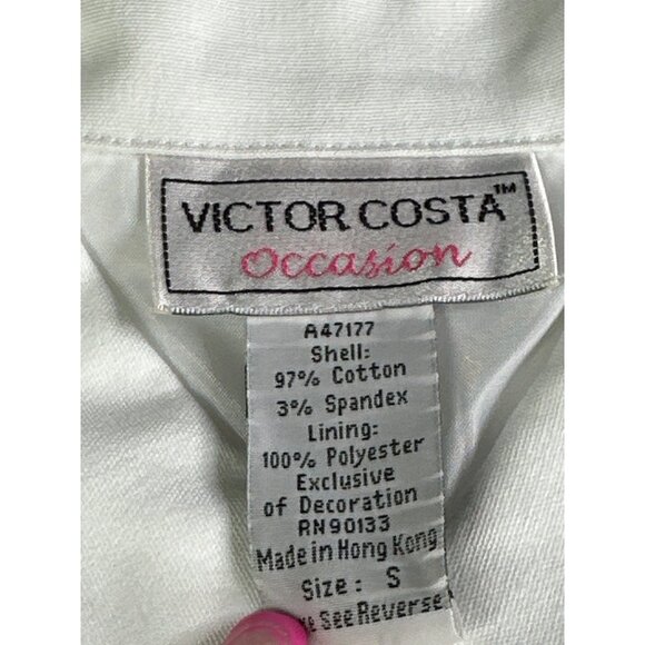 Victor Costa White Embroidered Jacket Size Small Vintage Cotton Blend NWT - Picture 3 of 9